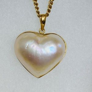 Big heart pearl necklace